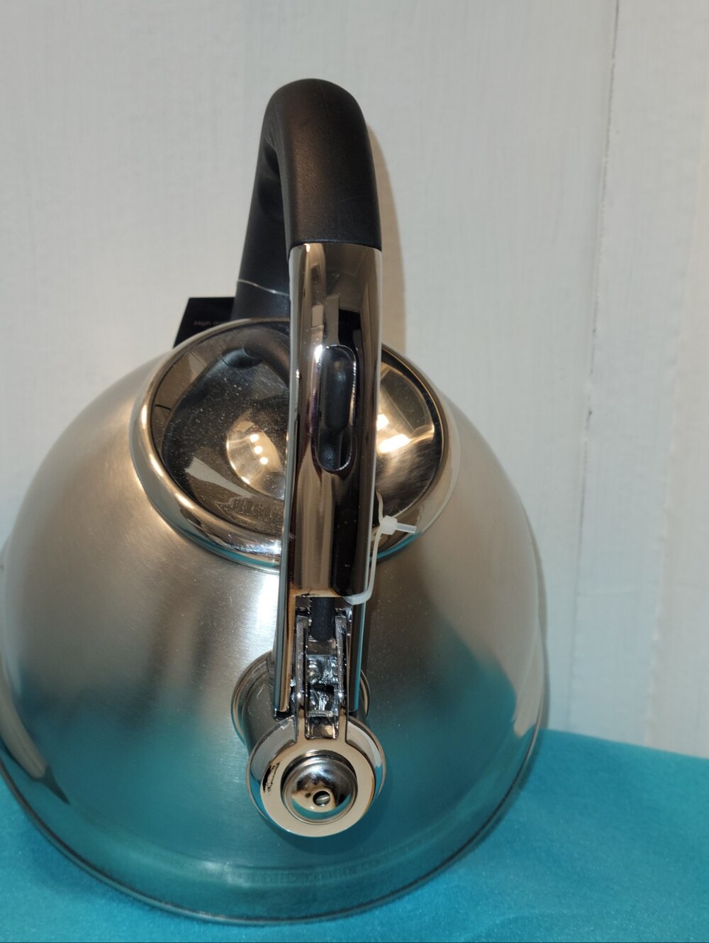 Camilla Stainless Steel Tea Kettle with Black Handle and Silver Body